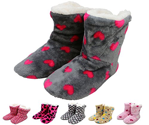 Enimay Women's Slipper Boots Lounge House Relaxed Shoes Hearts Stars Polka Dots
