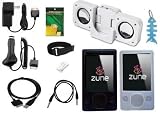 11 Items Accessory Bundle Combo for Microsoft Zune 80GB / 120GB Series MP3 Player: Black Silicone Skin Case Cover, Clear/White Silicone Skin Case Cover, USB 2in1 Data Sync Cable, Car Charger, Wall / Travel Charger, 3.5mm Auxillary Cable, Belt Clip, Armband, Portable Foldable Speakers, Screen Protector and Fishbone Style Keychain