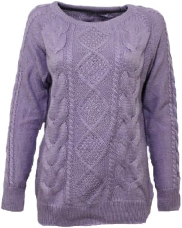 Hengsong Womens Retro Casual Loose Jumper Knitted Sweater (Purple)