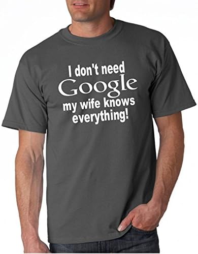 Mens My Wife Knows Everything T-shirt Charcoal (X-Large)