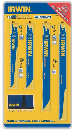 Irwin Industrial Tools 4935496 11 Piece Recip Saw Blade Kit with Bonus Blade Bag