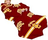 NCAA USC Trojans Adult Comfy Throw, Officially Licensed Blanket with Sleeves, "Stripes" Design
