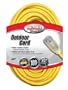 Coleman Cable 02589 12/3 Vinyl Outdoor Extension Cord with Lighted End, 100-Foot