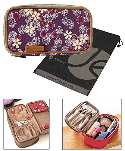 JAVOedge Purple Cherry Blossom Double Sided Cosmetic Toiletry and Jewelry Bag Travel Organizer (8