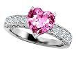 Original Star K(tm) 8mm Heart Shape Created Pink Sapphire Engagement Ring