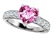 3.00 cts 925 Sterling Silver 14K White Gold Plated Lab Created Heart Shape Pink Sapphire Engagement Ring
