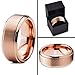 Tungsten Wedding Band Ring 8mm for Men Women Comfort Fit 18K Rose Gold Plated Beveled Edge Brushed Polished Lifetime Guarantee
