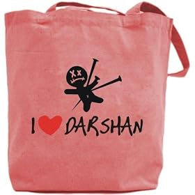 Canvas Tote Bag Pink " I Love Darshan " Name