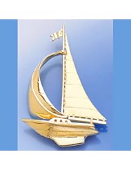 3d Gold Charm Sailboat With Moveable Sail Engraved