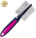 Pet Grooming Double Sided Comb, Stainless Steel Shedding Brush for Dogs and Cats, Shedding Rake and Grooming Tool for Large and Small Pets by Shed Ninja