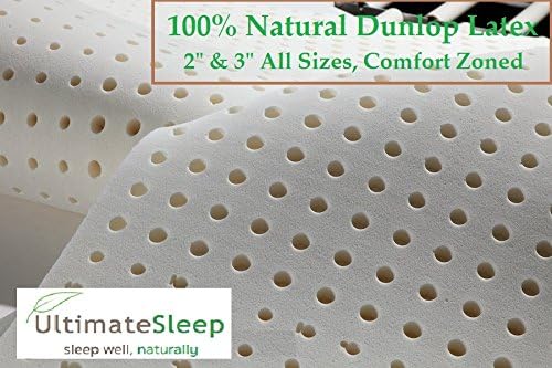 Ultimate Sleep Twin Natural Latex Foam Mattress Pad Topper | Provides Superior Orthopedic Support | Ergonomic and eco-Friendly | 2 Inch Thick Firm (Queen Size)