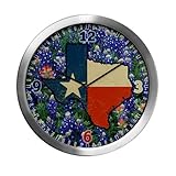 IMAGE OF Modern Wall Clock Texas Flag Bluebonnets