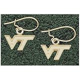 Logo Art Virginia Tech Hokies 10K Gold Team Font 3/8 Dangle Earrings