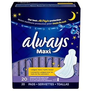 Always Extra Heavy Overnight Maxi Pads with Flexi-Wings - 20 Count