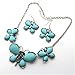 Qiyun (TM) Graduated Butterfly Turquoise Blue Tibet Silver Bib Necklace Earrings Set
