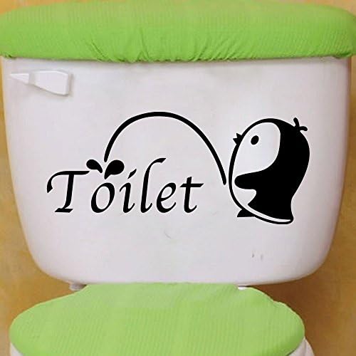Winhappyhome Funny Penguin DIY Toilet Sticker for Bathroom Washroom Lavatory Wall / Glass Door Tile Backdrop Removable Decor Decals