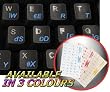CZECH KEYBOARD STICKERS WITH BLUE LETTERING ON TRANSPARENT BACKGROUND