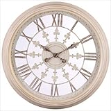 Wyatt Round Clock in Distressed Cream