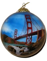 Hand Painted Glass Ornament, Golden Gate Bridge CO-206