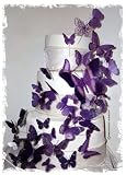 3D Butterfly Wedding Cake Topper Set Multi-Sized Purple (46x Butterflies)