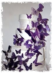 3D Butterfly Wedding Cake Topper Set Multi-Sized Purple (46x Butterflies)