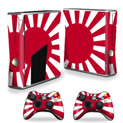 Protective Vinyl Skin Decal Cover for Microsoft Xbox 360 S Slim + 2 Controller Skins Sticker Skins Rising Sun