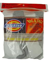 Dickies Men's Big and Tall Stain Resister Work Socks - White Crew (6 pair)