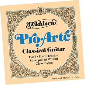 D'Addario EJ46 Pro-Arte Silver/Clear Hard Classical Guitar Strings (3-Pack)