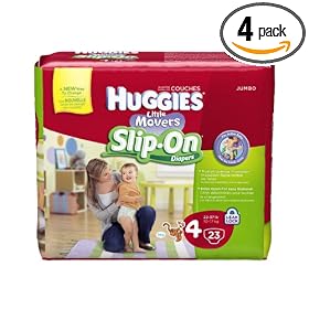 Huggies Little Movers Slip-On Diapers, Step 4, 23 Count (Pack of 4)Huggies Little Movers Slip-On Diapers