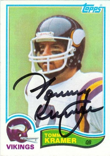 Tommy Kramer Autographed/Hand Signed Football Card (Minnesota Vikings) 1982 Topps #394