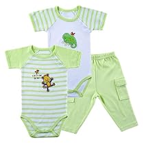 Hudson Baby Rainforest 2 Bodysuits and Pants - Green, 9-12 Months