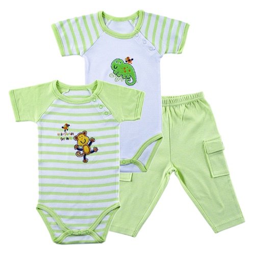 Hudson Baby Rainforest 2 Bodysuits and Pants - Green, 9-12 Months