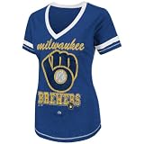 Milwaukee Brewers Royal Blue Women's Bling Beauty T-Shirt, Medium