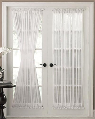 Onlycurtain 4 Piece Soild Voile French Door Curtain Panels 60W by 72L Inches-White