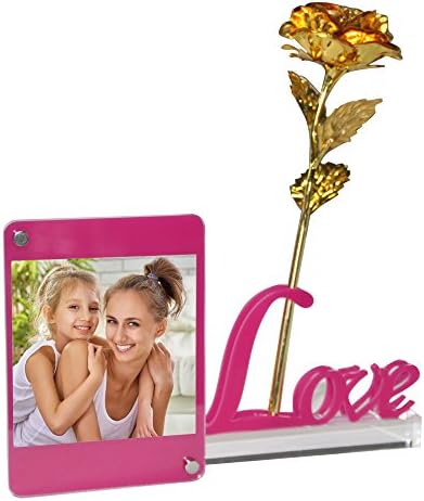 Homember Golden Rose Flowers with Lover Display Stand