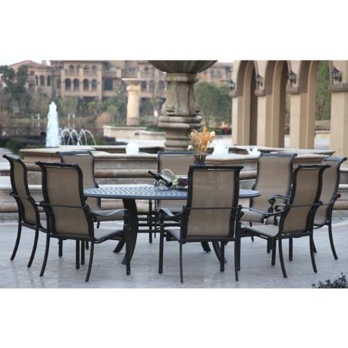 Darlee Monterey Cast Aluminum Sling Outdoor Patio Dining Set - 59 X 78 Inch Oval - Antique Bronze product image
