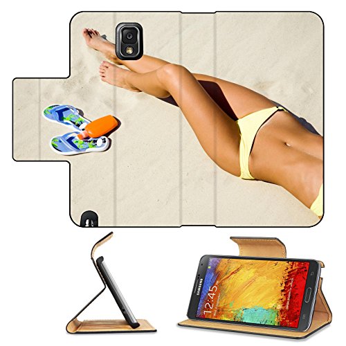 Liili Premium Samsung Galaxy Note 3 Flip Pu Leather Wallet Case unrecognizable beautiful young woman in bikini lying and sunning on the beach Photo 9132240 Simple Snap Carrying