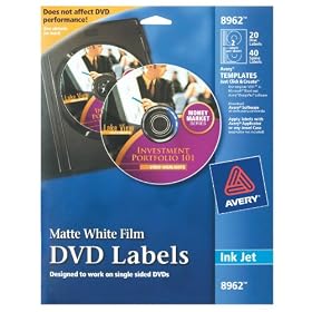 Avery DVD Labels Matte White for Ink Jet Printers