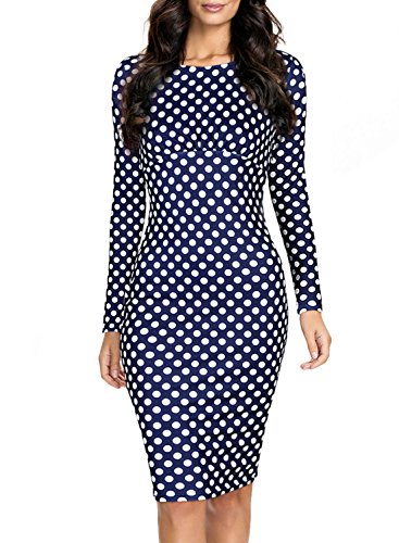 Miusol® Women's Classic Long Sleeve Polka Dot Wedding Brigesmaid Dress