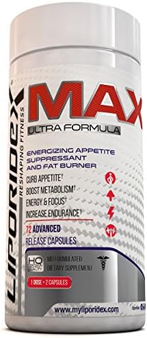 Liporidex MAX Diet Aid - Appetite Suppressant Fat Burner For Weight Loss Supplement - Increase Energy, Reduce Appetite and Lose Weight - 144 Diet Pills