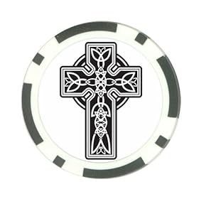 Poker Chip Card Guard of Celtic Cross (Irish Jewelry, Pendant, Ring, Necklace)