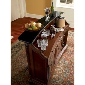 Shangri La Bar Distressed Mahogany W Black Stone Top by Wild Orchid