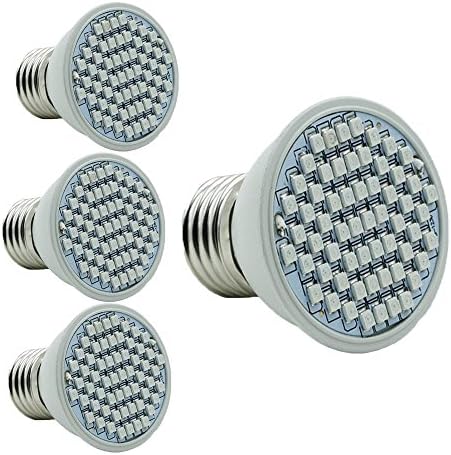 [Pack of 4] Hison 4W Led Plant Grow Light Lamp, E27 Base,60pcs 3528SMD,44 Red,16 Blue LED,for Indoor Plants Garden Greenhouse Hydroponic System Kit,AC85~265V