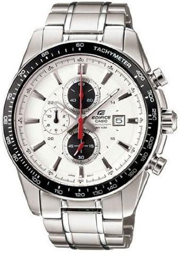 Stainless Steel Edifice Chronograph White Dial Black Accents