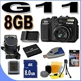 Canon PowerShot G11 10MP Digital Camera w/ 5x Wide Angle Optical Stabilized Zoom BigVALUEInc Accessory Saver 8GB Battery Bundle