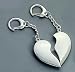 SPLIT HEART KEY CHAIN, NICKEL PLATED.