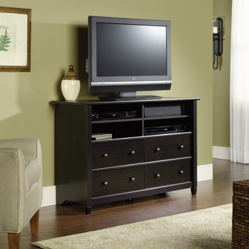 Edge Water Tall TV Stand Estate Black Finish On Sale