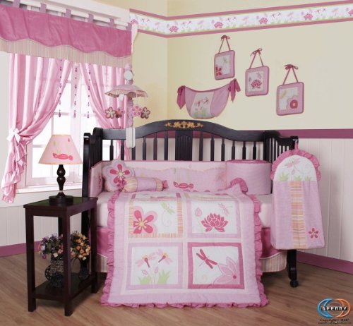 Boutique Brand New GEENNY Designer Girl DragonFly 13PCS CRIB BEDDING SET product image