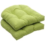 Pillow Perfect Outdoor Green Textured Solid Wicker Seat Cushions, 2-Pack