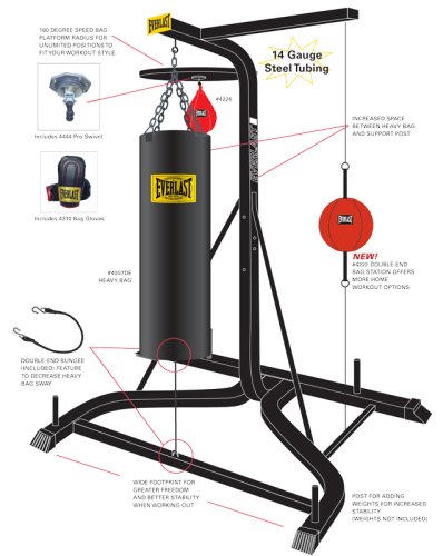 3 station punching bag stand